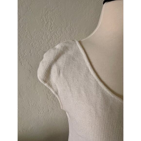 Dusan Italy White Knit Top Women’s Size L Cotton Cashmere Blend Minimalist - Picture 3 of 10